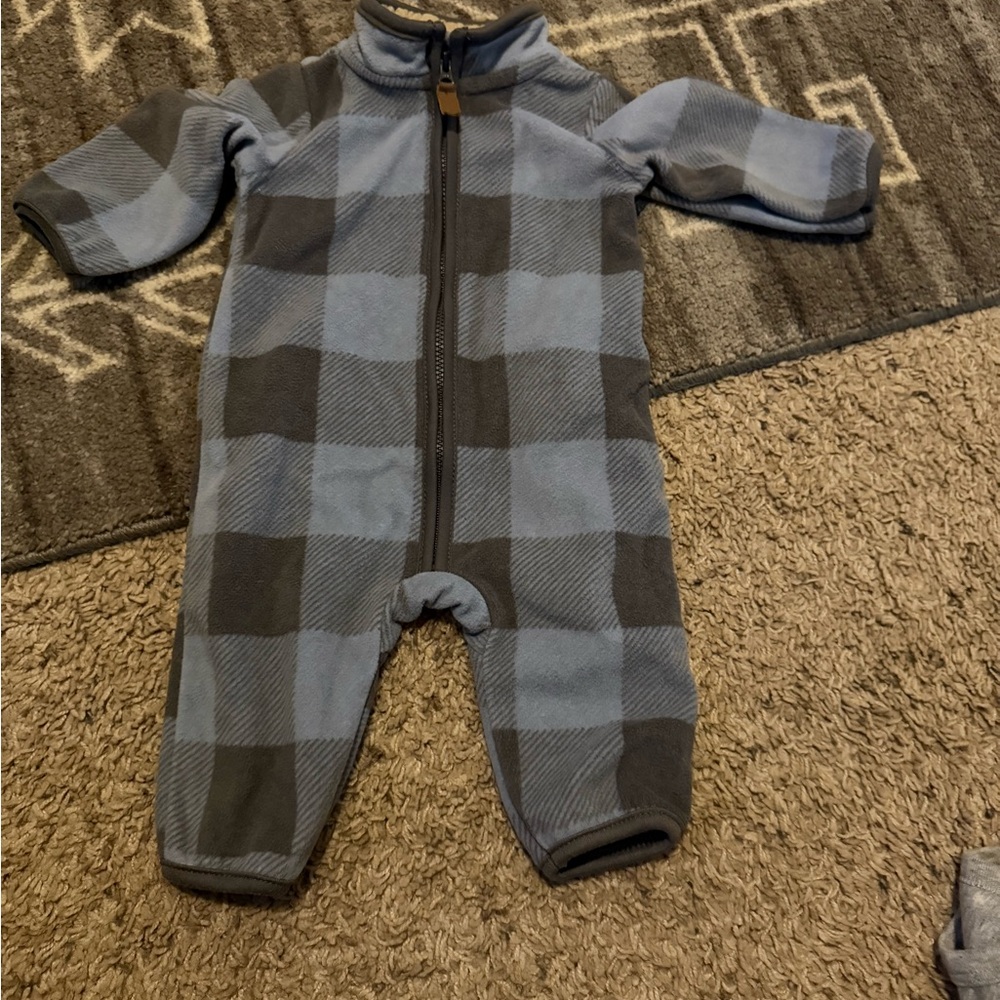 Plaid Blue and Gray Kids One Piece nwot
